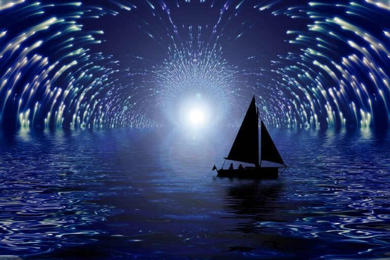Sunset Sea Abstract Shine boat